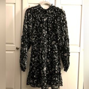 Topshop Black Floral Mini Dress
